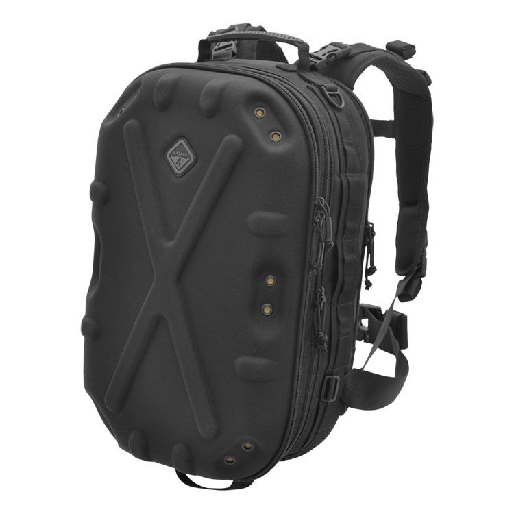 Hard plastic outlet backpack